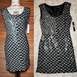 Gianni Bini Black and Silver Sequin Mini Dress